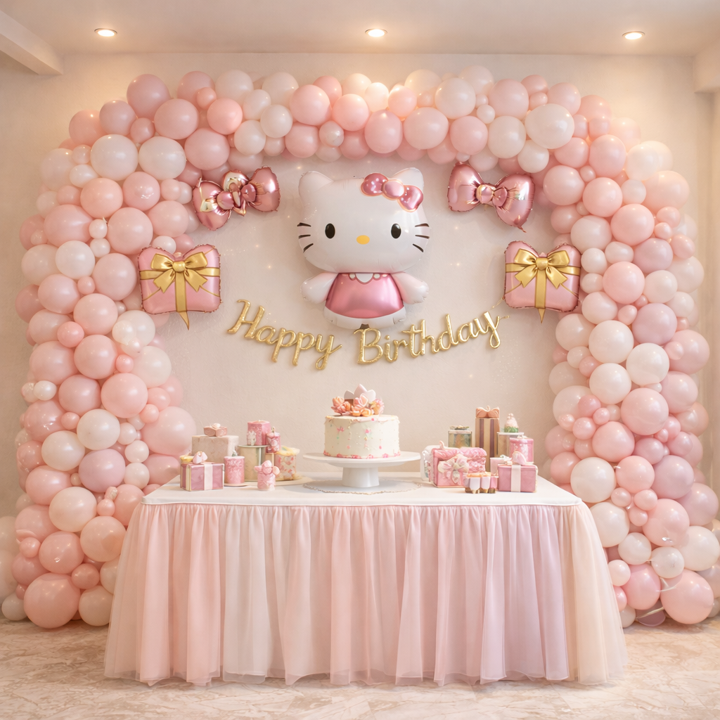 Hello Kitty Theme Birthday Decoration in Delhi